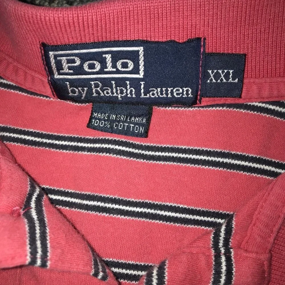 Polo Ralph Lauren 2XL Soft Red Striped Short Sleeve Polo Shirt